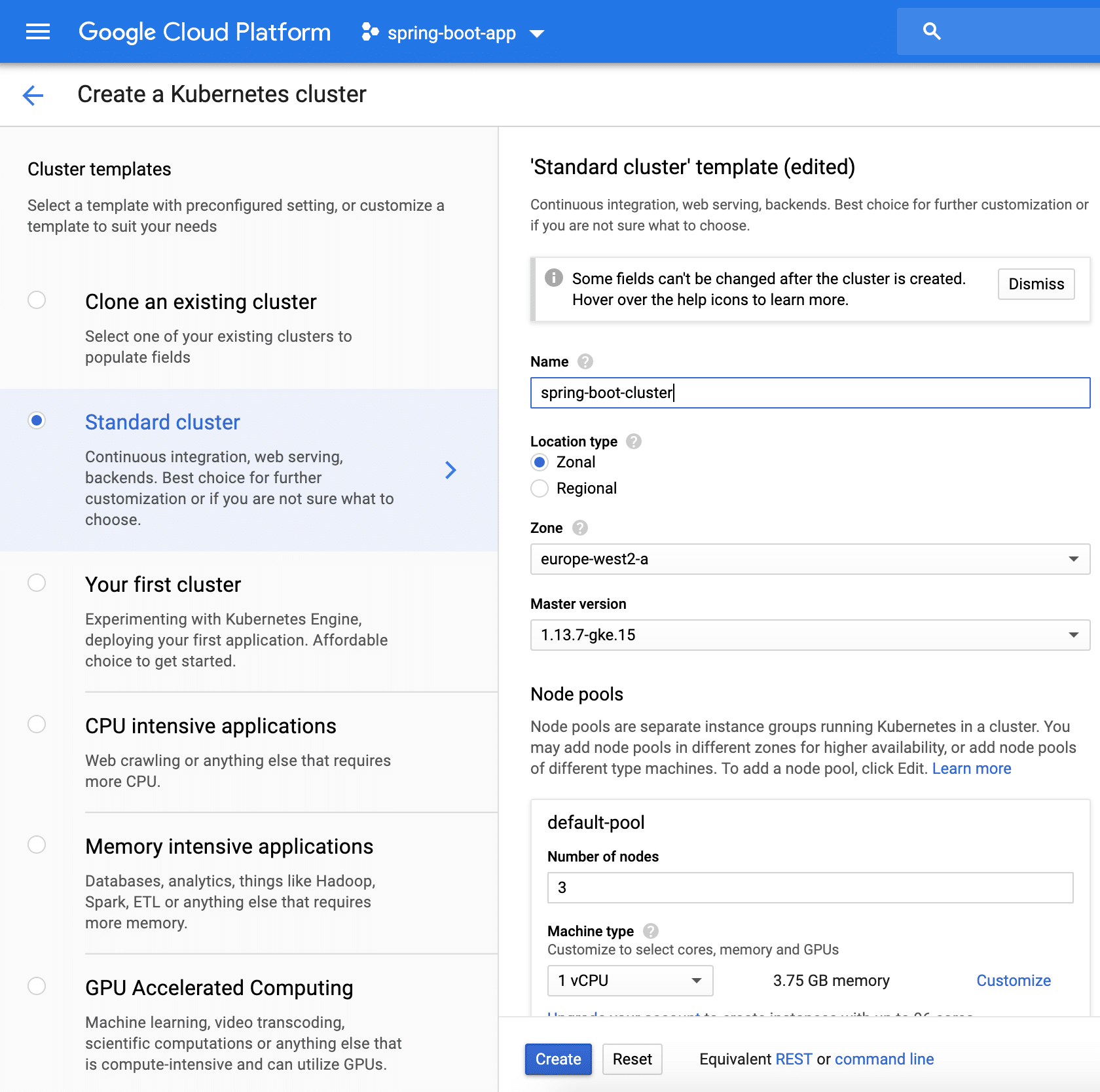 googleCloudConsoleConfigureCluster